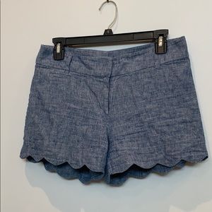 Medium denim scalloped edge shorts